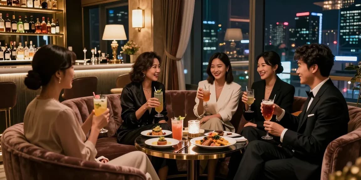 강남블랜딩에서 고급스러운 인테리어와 함께하는 즐거운 대화 모습