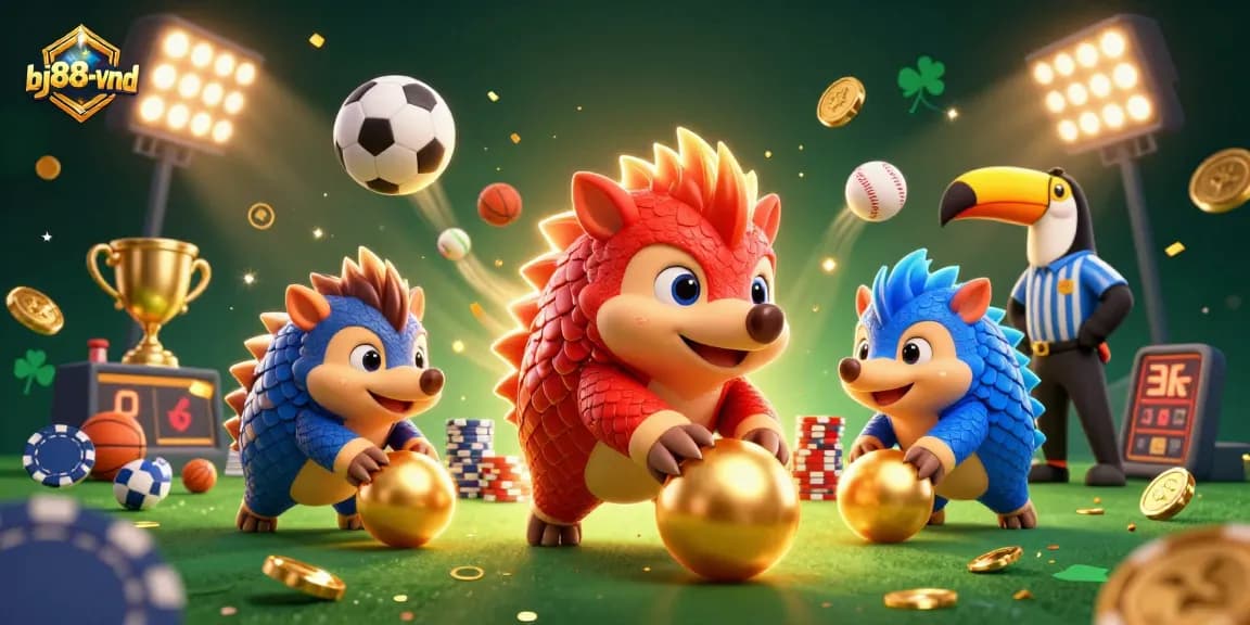 Engage with bj88-vnd, the thrilling casino with rival pangolins bowling through poker chips.