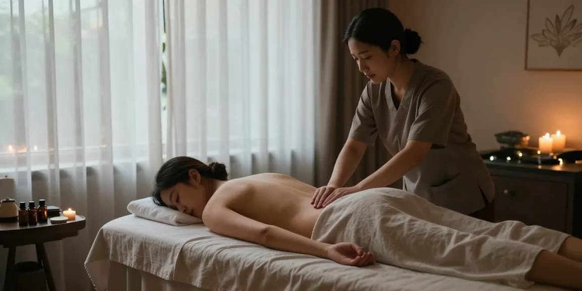 의정부출장안마 전문 마사지 서비스에서 고객에게 편안한 마사지를 제공하는 장면