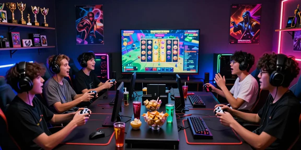 Benihtoto gacor gaming scene with players engaged in live slot game action, immersive atmosphere