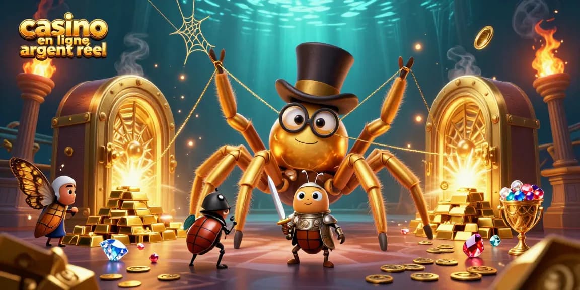 Découvrez l'univers des jeux de casino en ligne argent réel avec des personnages captivants dans une scène dynamique.