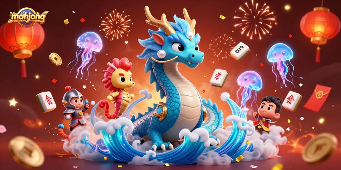 Engage in mahjong excitement with vibrant characters, festive elements, and captivating casino ambiance.