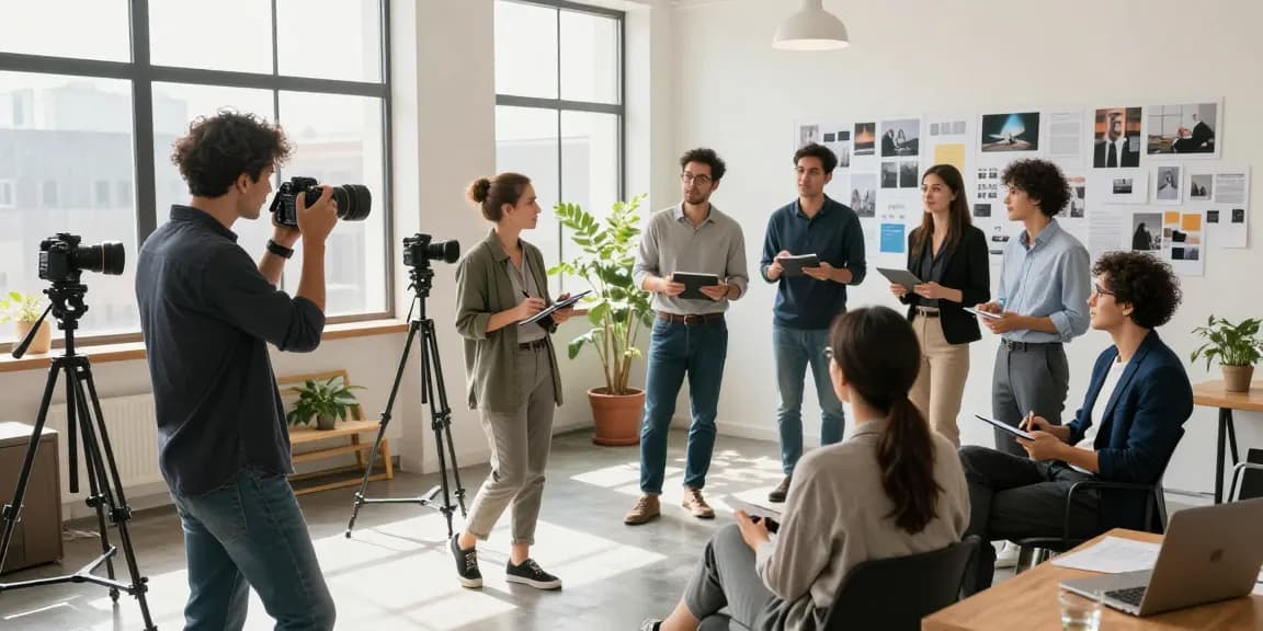 Photographie commerciale à Milan avec un photographe capturant une séance de brainstorming d'entreprise