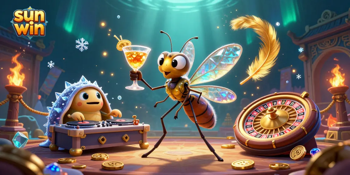 Experience sun win in an ultra-detailed 3D casino scene with vibrant characters and dynamic elements.