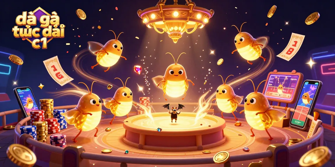 Experience the excitement of đã gà trực tiếp c1 with animated glowworms lighting up the cockfighting arena in a vibrant scene.