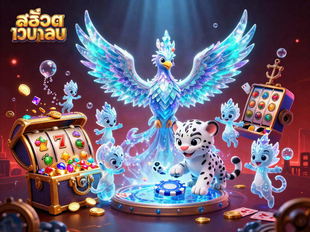 Engage with สล็อตเว็บตรง in an exciting scene featuring a vibrant mix of characters and casino elements.