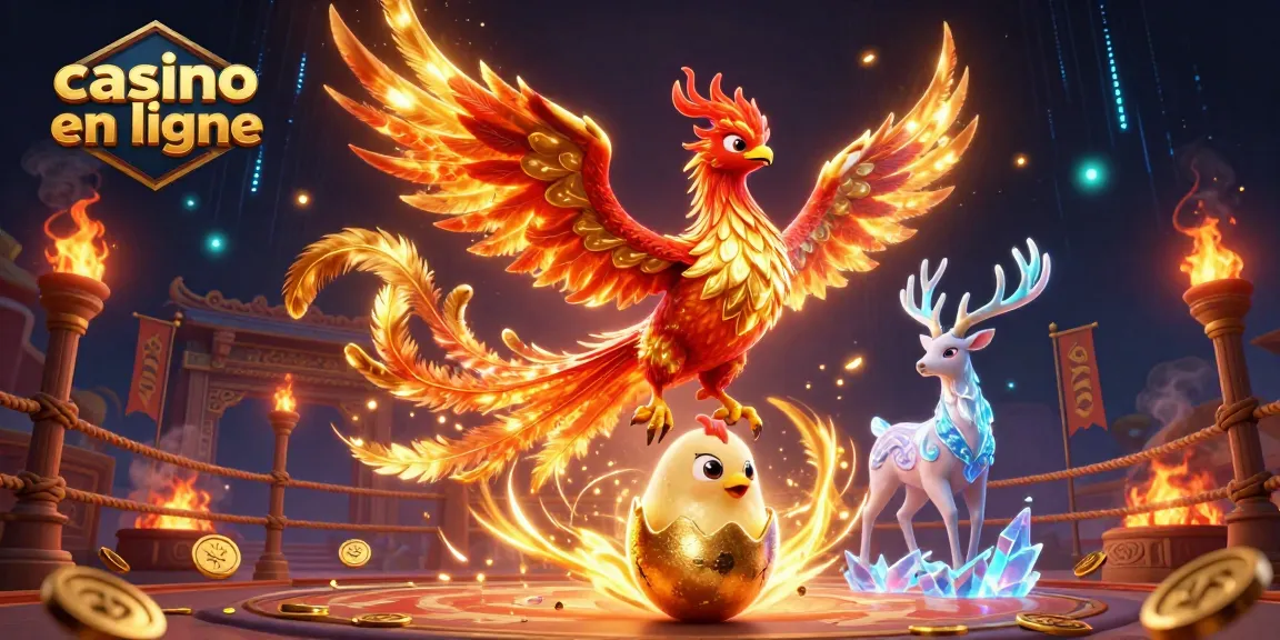 Jouez à des jeux passionnants au casino en ligne avec une scène vivante de créatures mythiques et d'éléments de casino.