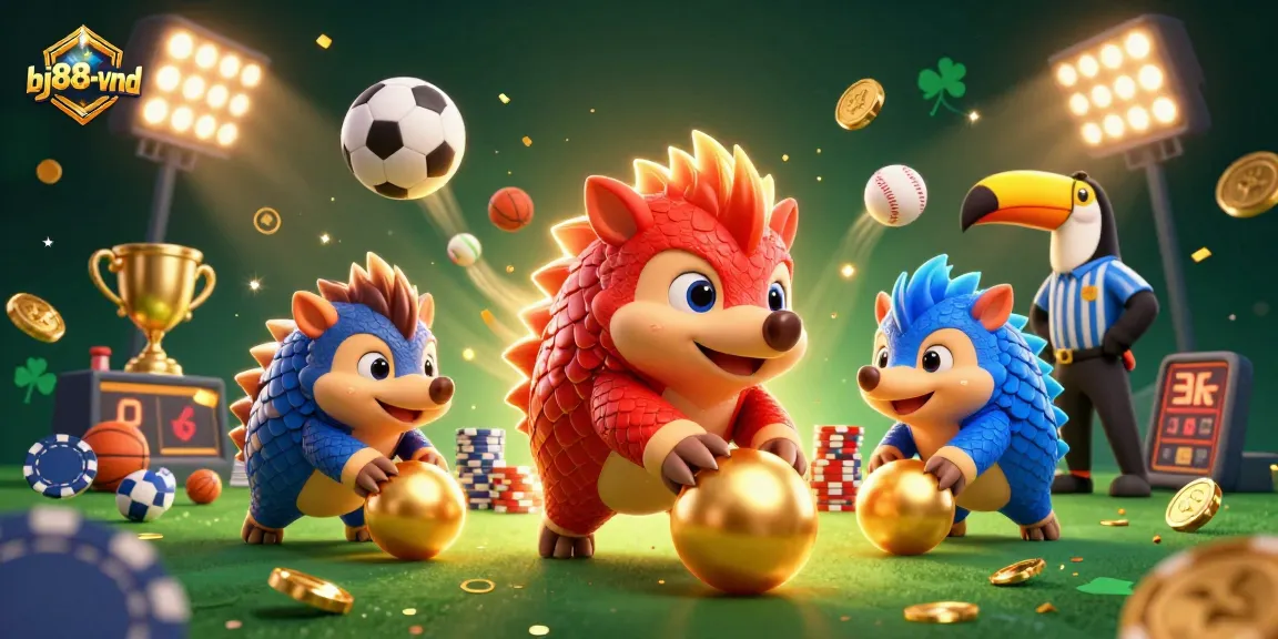 Engage with bj88-vnd, the thrilling casino with rival pangolins bowling through poker chips.