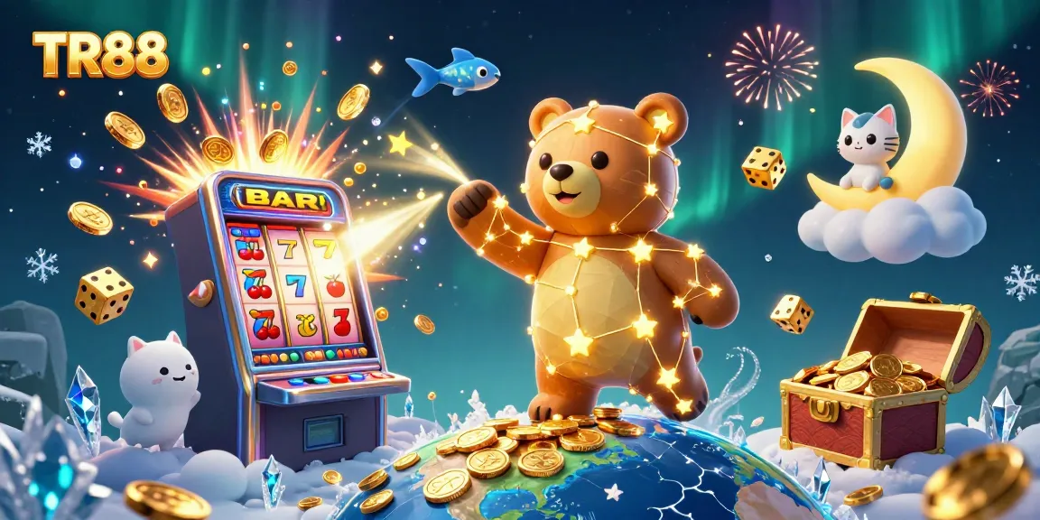 Experience adventure with TR88 as stars align to scoop winnings in this vibrant casino scene.