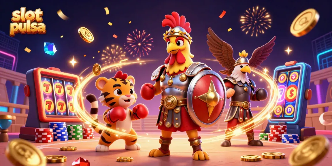 Experience slot pulsa magic with a dynamic scene filled with colorful gaming elements and characters.