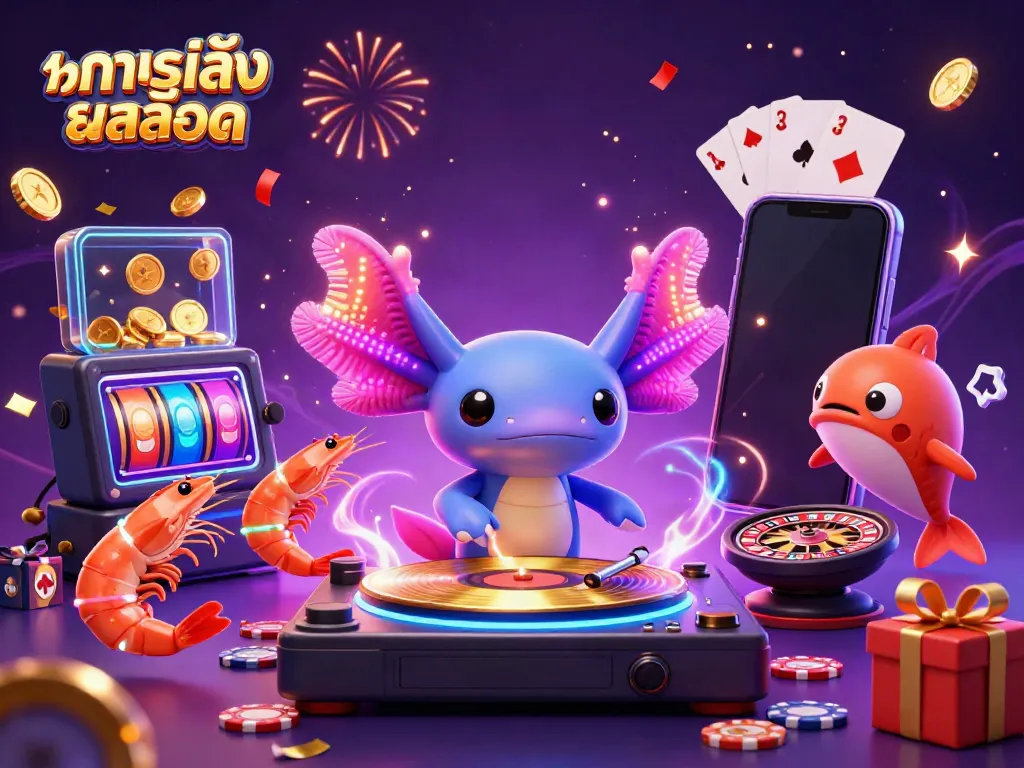 ทดลองเล่นสล็อต กับดีเจและตัวละครการ์ตูนสุดน่ารักในภาพประกอบ 3D