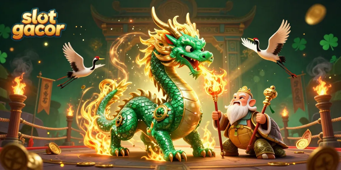 Experience the thrill of slot gacor with a vibrant 3D dragon and sage illustration symbolizing gambling excitement.