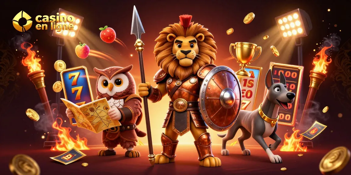 Jouer à des jeux de casino en ligne avec le lion guerrier dans une scène riche de détails et d'éléments.