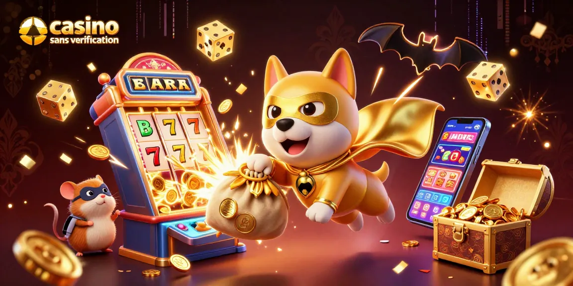 Profitez des jeux avec casino sans vérification en découvrant des super-héros animés et des symboles de jackpot.