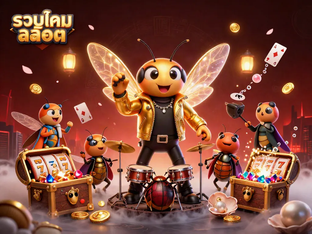 Experience the thrill of รวมเกมสล็อต with this dynamic 3D illustration featuring vibrant characters and exciting gaming elements.