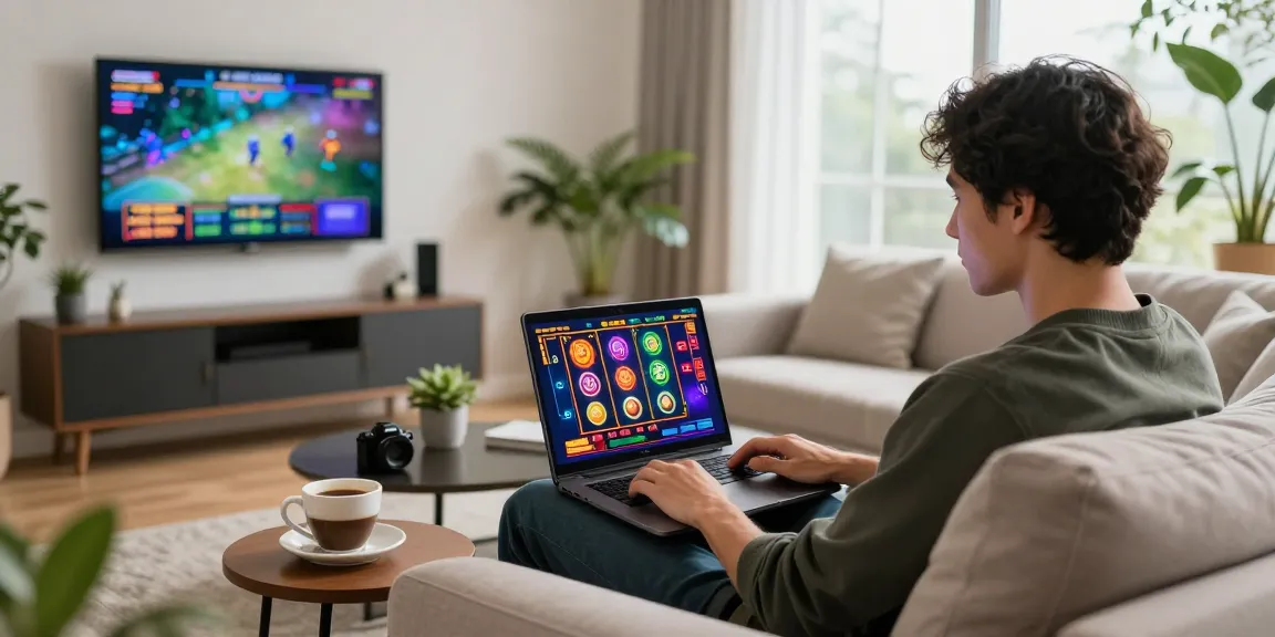 Engaging online gambling experience on a laptop, showcasing เว็บพนัน slots.