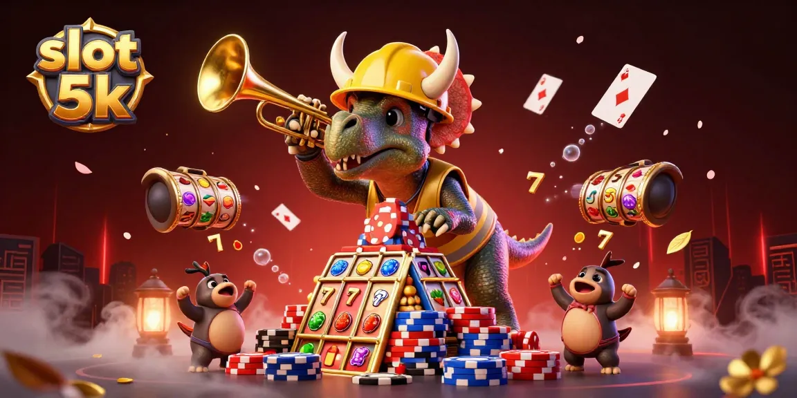 Experience the thrill of slot 5k adventures with a vibrant 3D casino illustration.