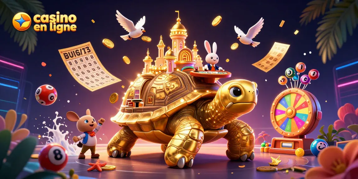 Jouez au casino en ligne avec cette tortue géante aux jeux colorés et au décor vibrant.
