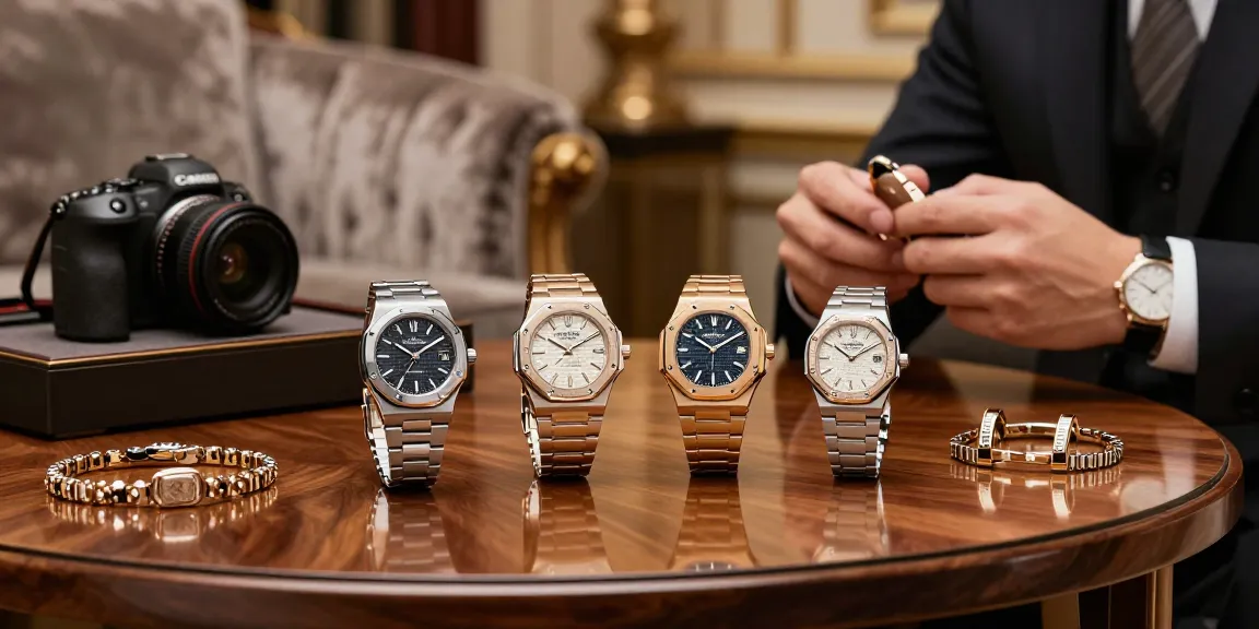 Showcase of luxury replica watches highlighting intricate details and elegance.