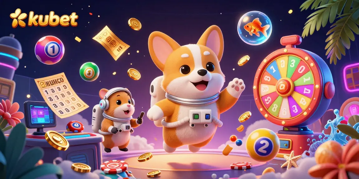 Engage in exciting kubet gameplay with vibrant characters and dynamic casino elements in a floating scene.