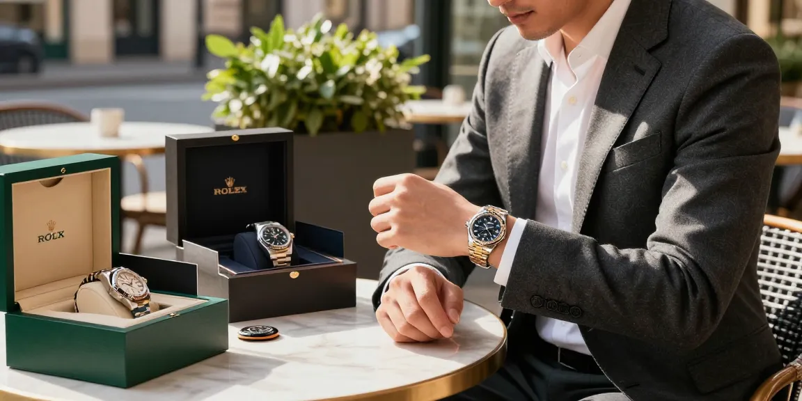 Person showcasing premium clone watches at a stylish café, highlighting luxury and craftsmanship.