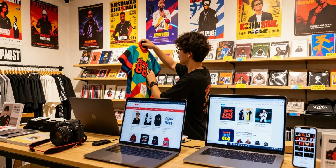 Shopper exploring rokok 88 merchandise in a vibrant e-commerce setting