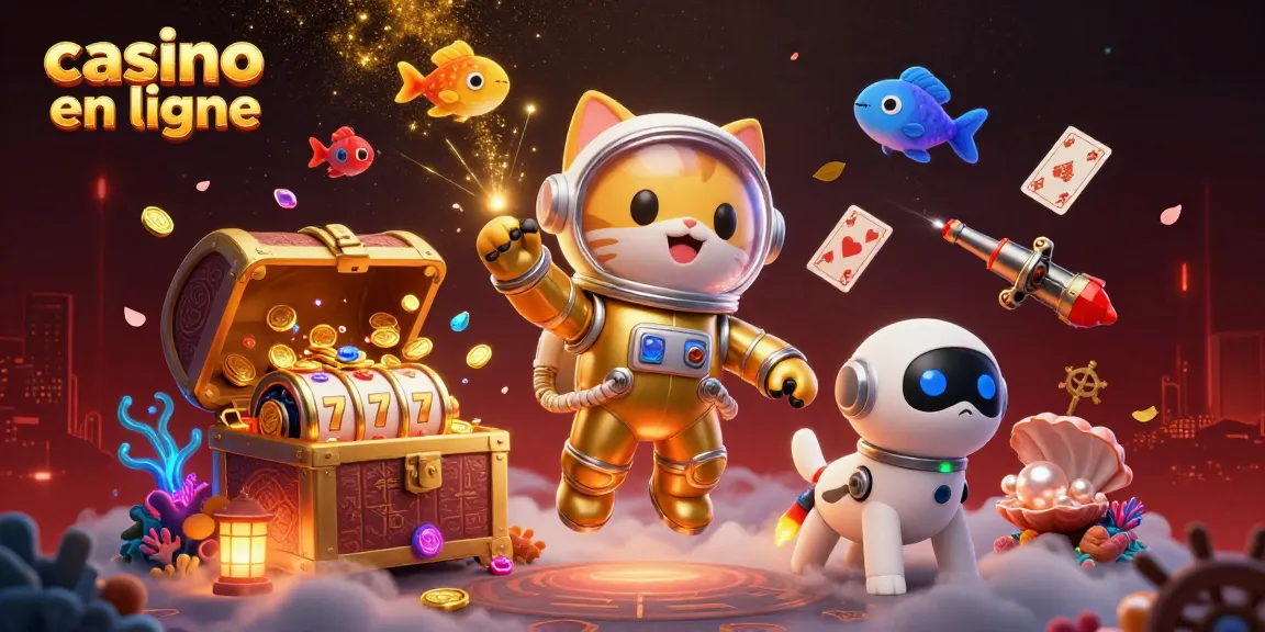 Jouez et gagnez au casino en ligne avec des machines à sous vibrantes et des personnages charmants dans une scène unique.
