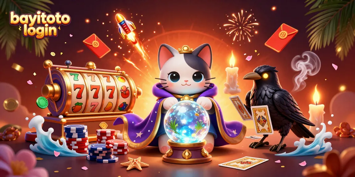 Experience bayitoto login with a vibrant 3D casino scene showcasing fortune teller elements and gambling excitement.