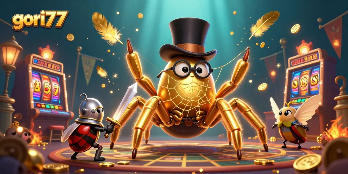 Gori77 illuminates the casino scene as a golden tarantula weaves wealth with dynamic slots.