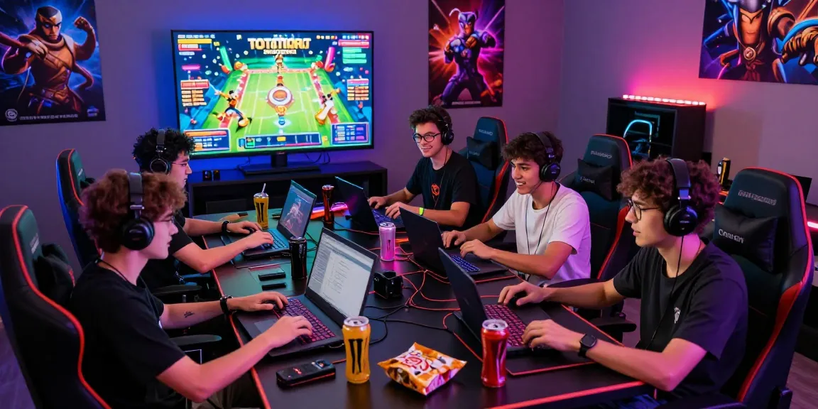 Friends enjoying immersive pakde4d gaming session with vibrant visuals and accessories.