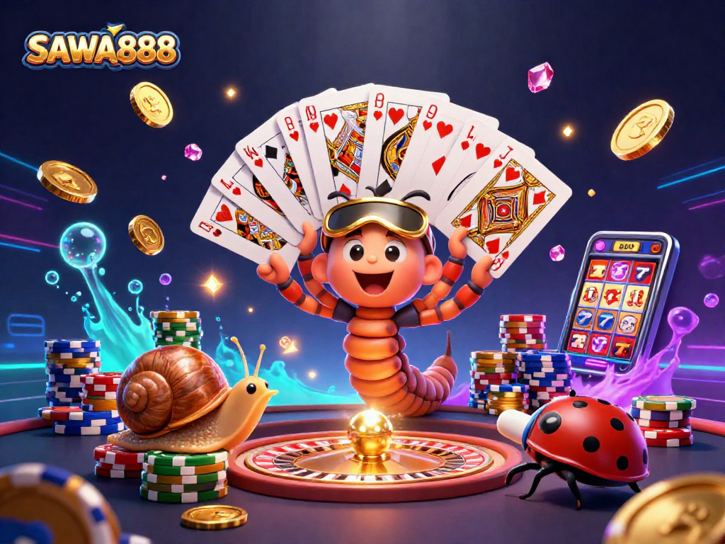 Experience thrilling gameplay at SAWA888 with vibrant characters and dazzling casino elements.