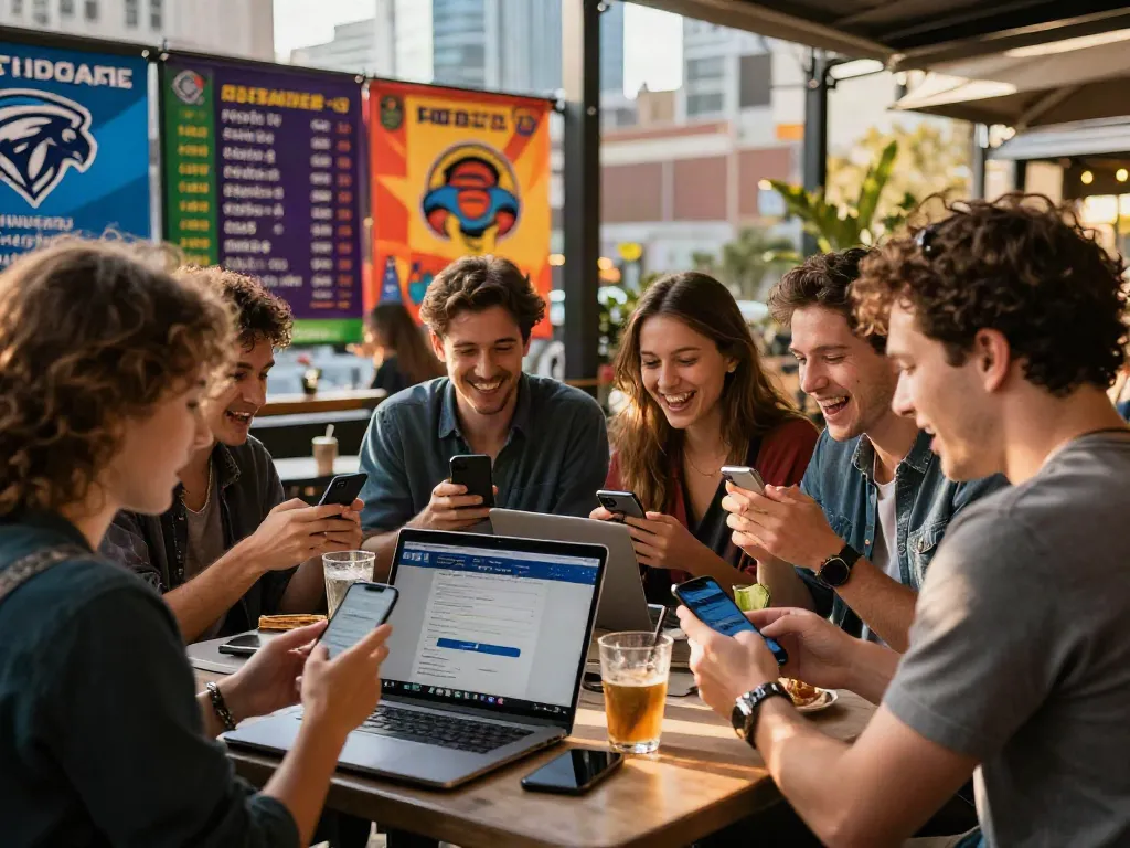 Aktivitas teman-teman saat melakukan 7meter login di kafe, suasana seru dan ceria.