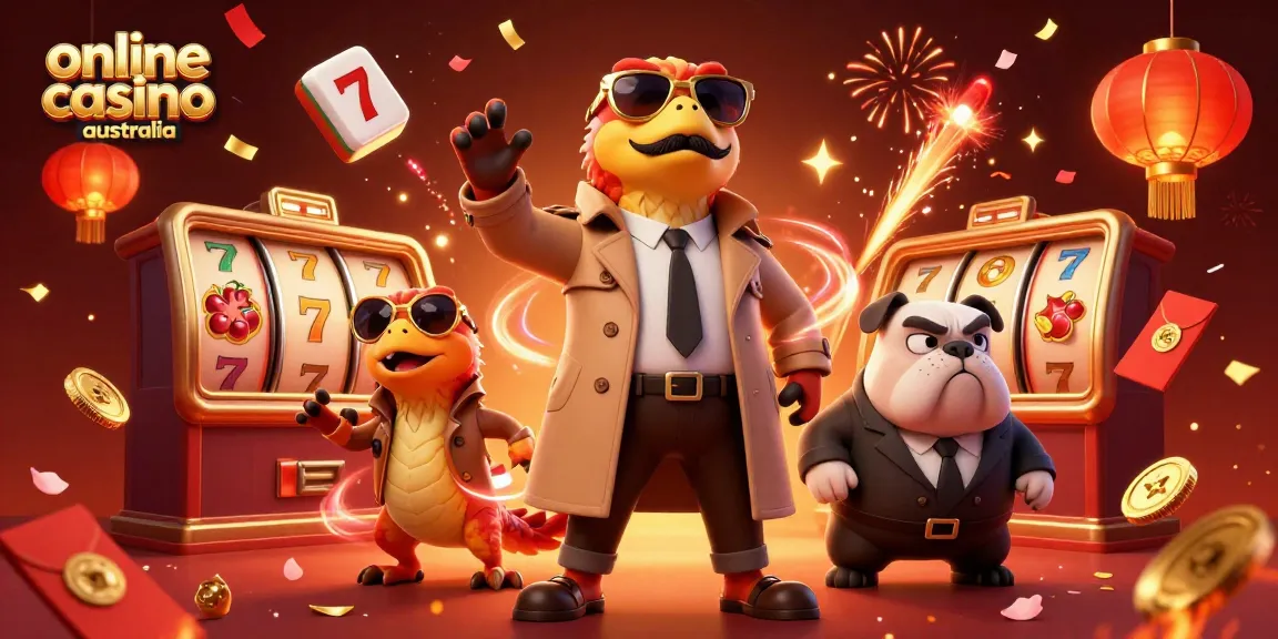 Raptors sneak into a VIP area at an online casino Australia, surrounded by festive elements.