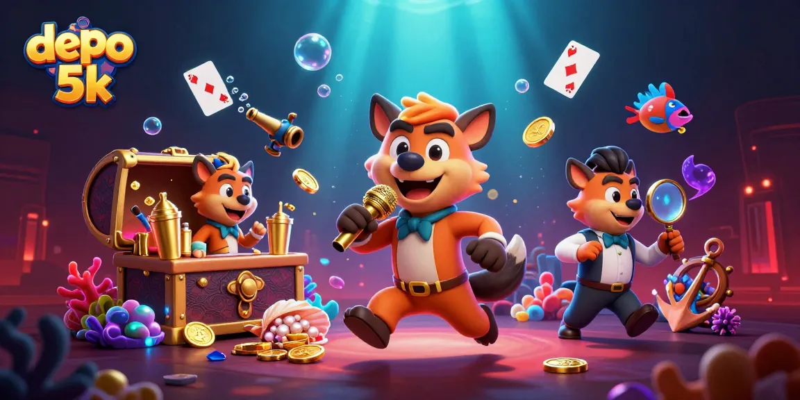 Experience the excitement of depo 5k with hyenas in a vibrant casino-themed underwater scene.