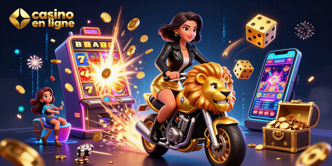Ressentez l'excitation du casino en ligne avec une scène glamour remplie d'éléments de jeu vibrants.