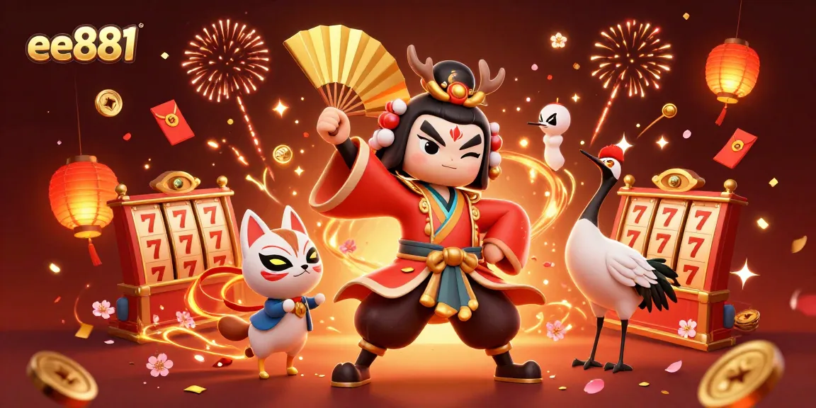 Experience thrilling gameplay at ee881 with a vibrant 3D illustration featuring dynamic casino elements.