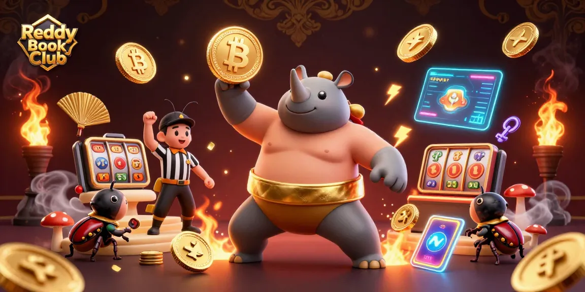 Experience thrilling action with Reddy Book Club in a vibrant 3D casino illustration.