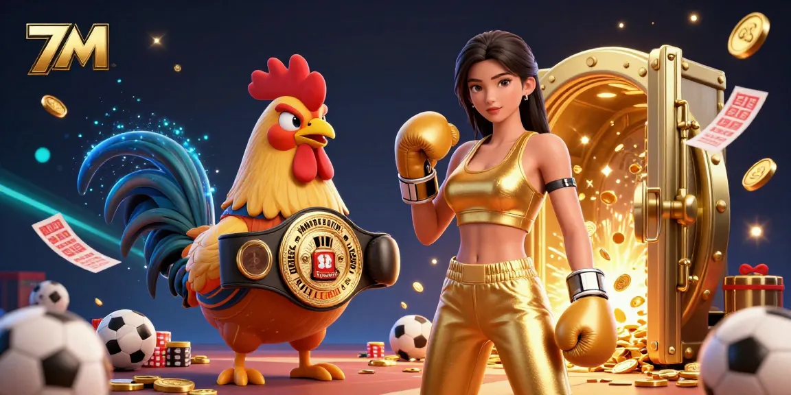 Bet on 7M in this vibrant illustration showcasing sports betting action and exciting elements.