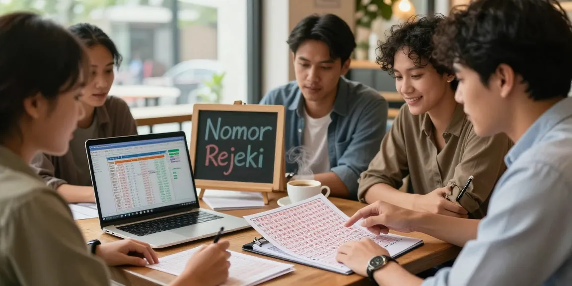 Diskusi nomor rejeki dengan ahli di kafe, menganalisis pola angka.