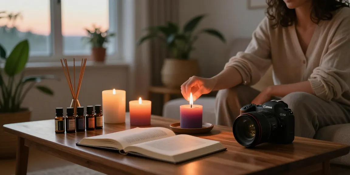 Buy Clockwork Orange Herbal Incense in a serene setting with candles and plants.