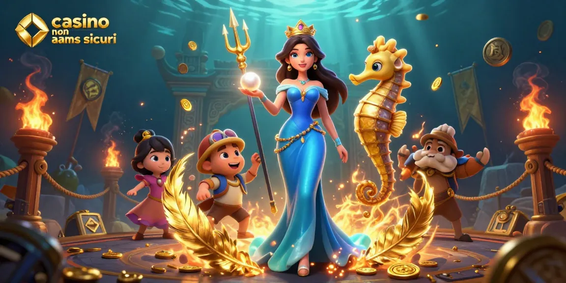 Interagisci con i casino non aams sicuri attraverso un'illustrazione vivace a tema sottomarino sul gioco d'azzardo.