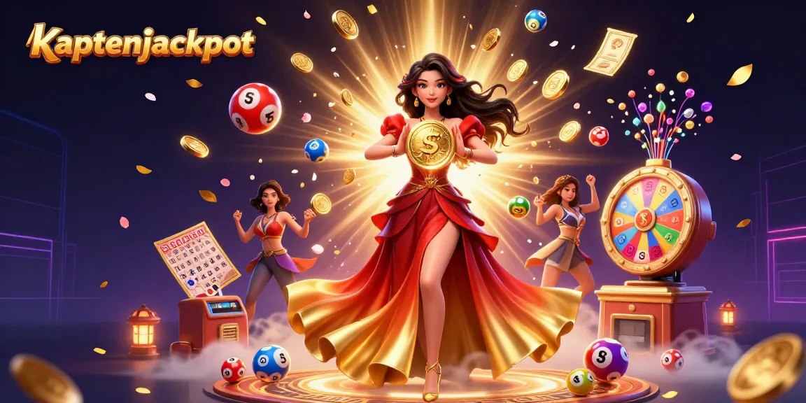 Experience excitement with kaptenjackpot as coins rain down in a vibrant casino illustration.