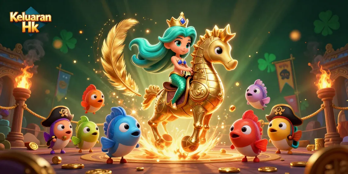 Engage with Keluaran Hk results in a vibrant casino-themed 3D illustration of a mermaid princess.