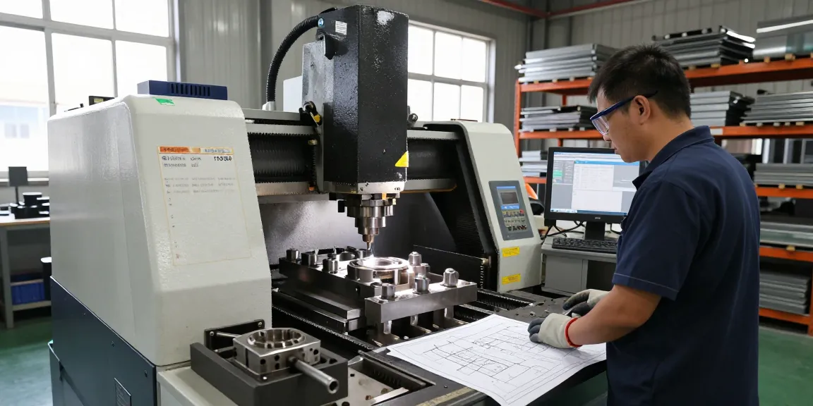 Precision cnc machining parts being manufactured in an industrial workshop by skilled operator.