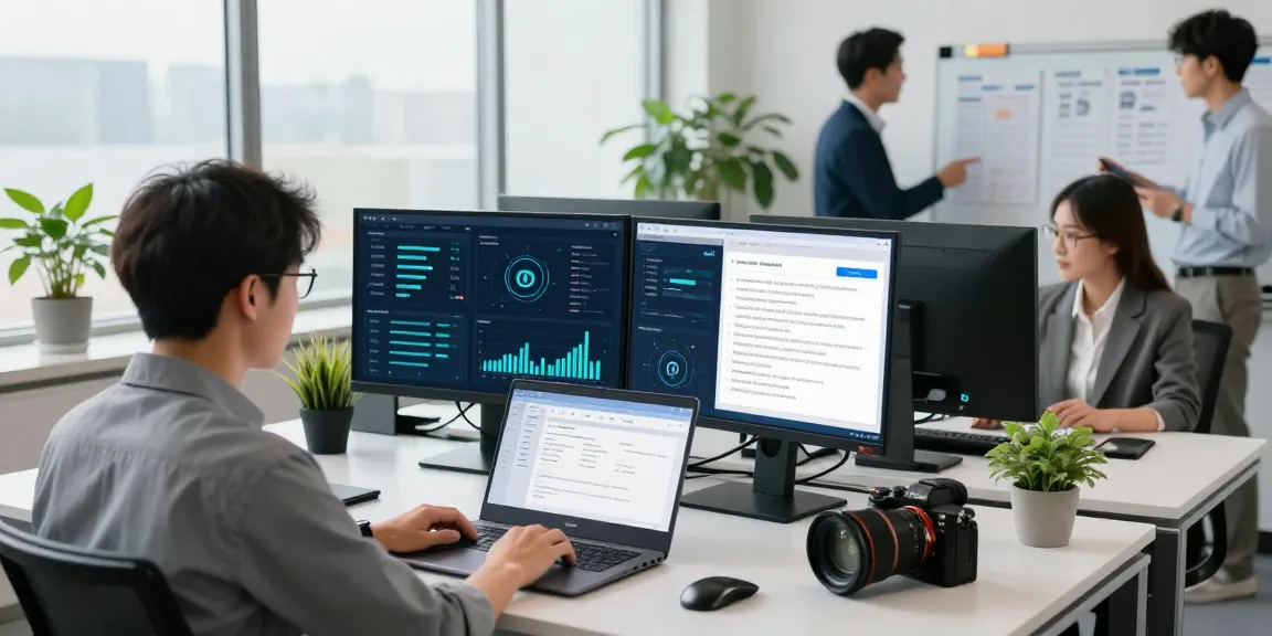 Cybersecurity expert using an age verification system in a modern office to enhance compliance and efficiency.