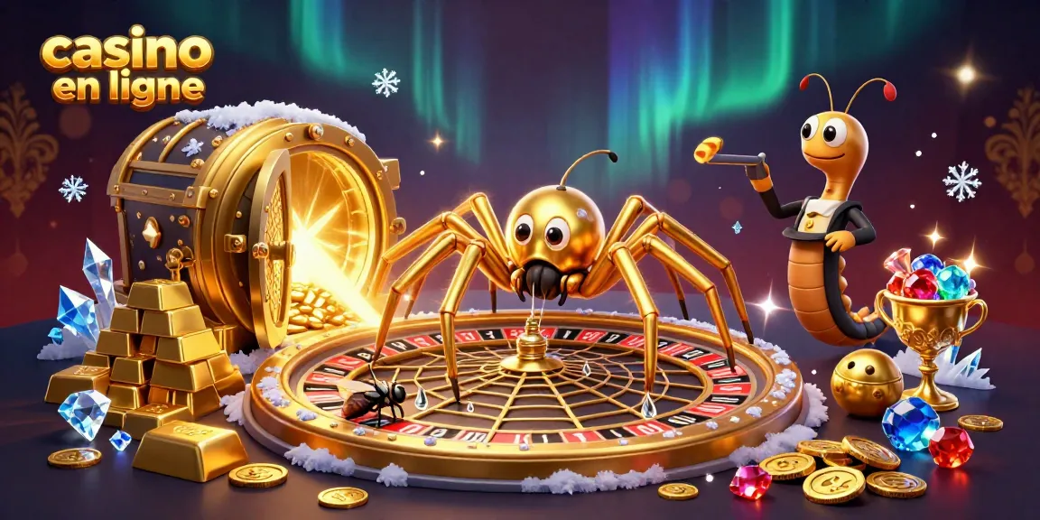 Jouer au casino en ligne avec une araignée dorée au rythme d'une roulette lumineuse.