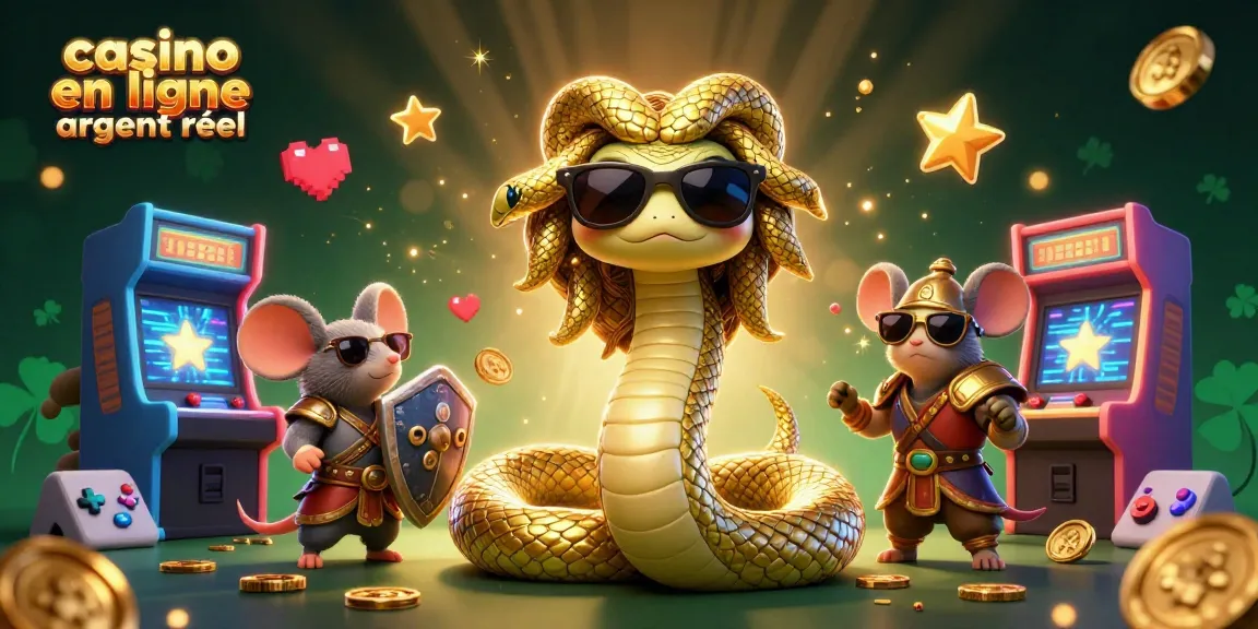 Jouez au casino en ligne argent réel avec une illustration colorée de personnages de jeux vidéo.