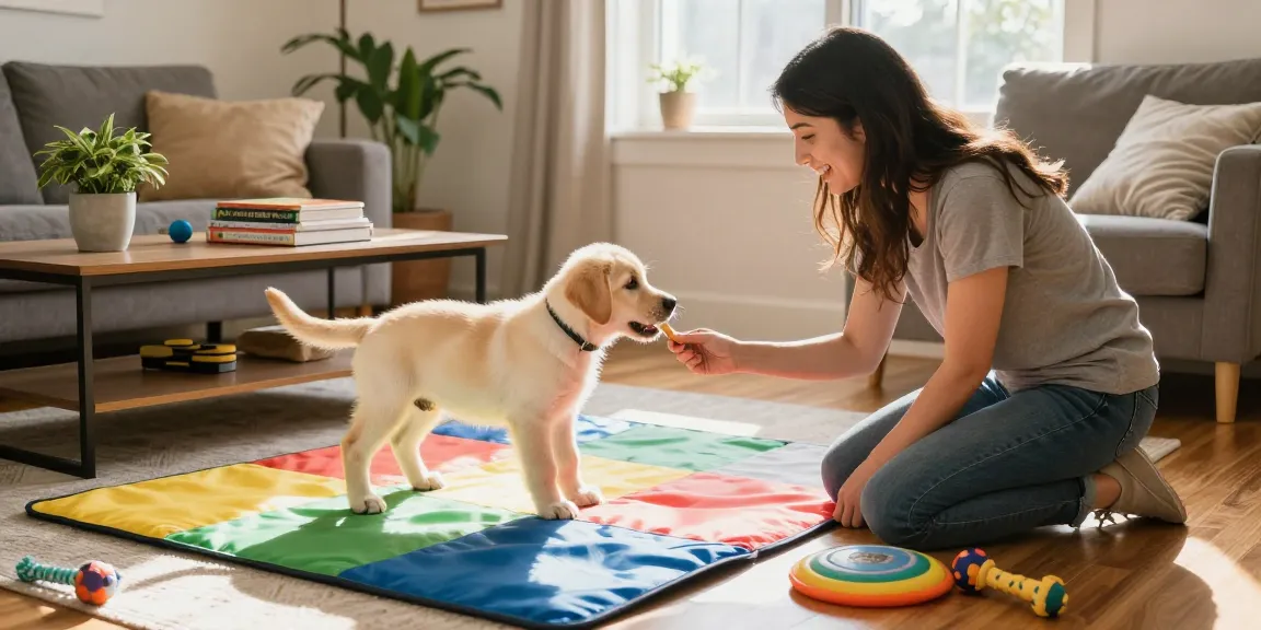 Engaging dog training session with NAGA2000 in a cozy living room.