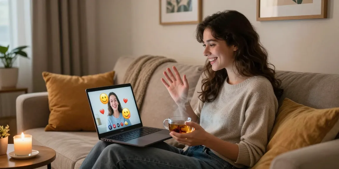 Engaging in free AI sex chat on laptop in a cozy home setting.