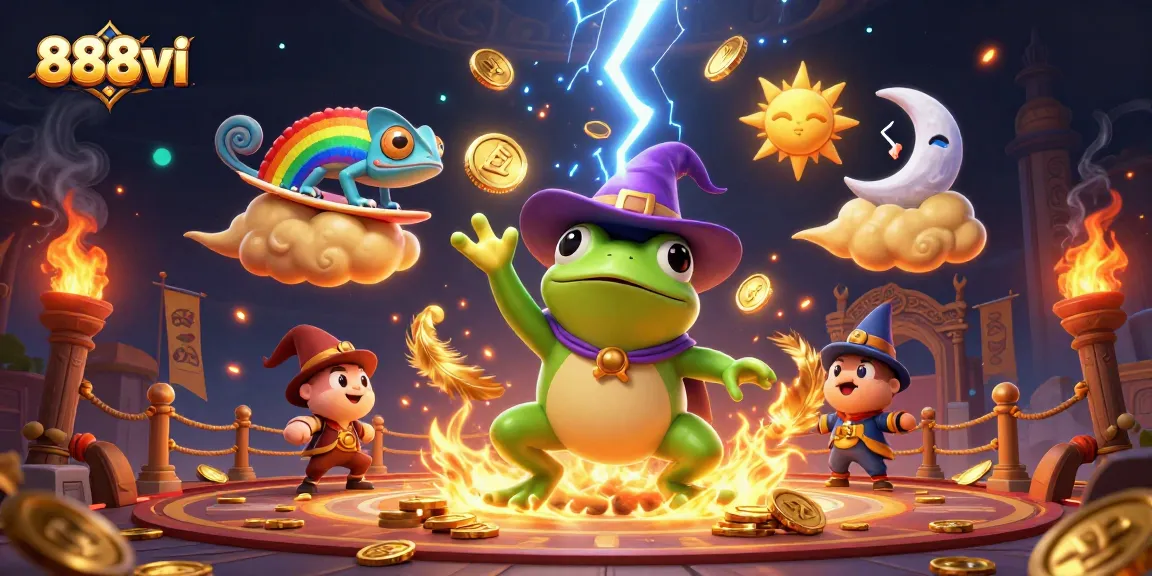 Experience the thrill of 888vi with a magical storm of golden coins and dynamic characters.